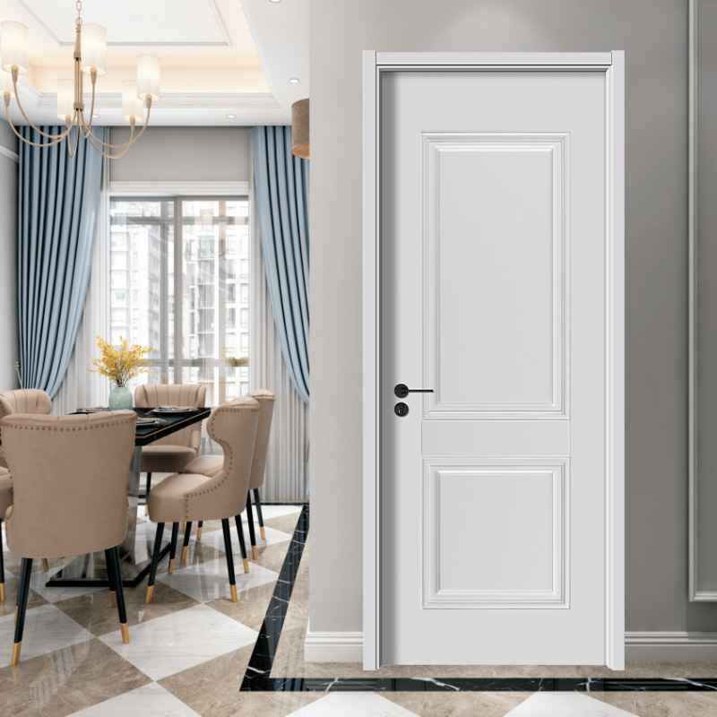 Porta de madeira maciça de placa de teca pintada de branco em PVC